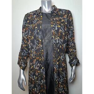 DR2 CARDIGAN DRESS SIZE L Brown Flower Long